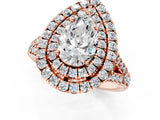 Rose gold Double Halo Pear Cut Pave Split Shank Prong Set Ring_16