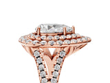 Rose gold Double Halo Pear Cut Pave Split Shank Prong Set Ring_20