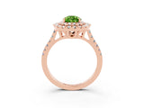 Rose gold Double Halo Pear Cut Peridot Pavé Band with Four-Prong Setting_3