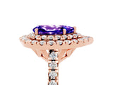 Rose gold Double Halo Pear Cut Tanzanite Pavé Band with Four-Prong Setting_5
