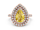 Rose gold Double Halo Pear Cut Yellow Sapphire Pavé Band with Four-Prong Setting_24