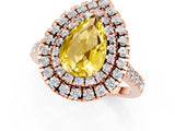 Rose gold Double Halo Pear Cut Yellow Sapphire Pavé Band with Four-Prong Setting_25