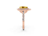 Rose gold Double Halo Pear Cut Yellow Sapphire Pavé Band with Four-Prong Setting_26