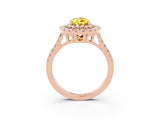 Rose gold Double Halo Pear Cut Yellow Sapphire Pavé Band with Four-Prong Setting_27