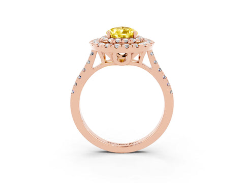 Rose gold Double Halo Pear Cut Yellow Sapphire Pavé Band with Four-Prong Setting_27