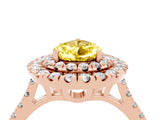 Rose gold Double Halo Pear Cut Yellow Sapphire Pavé Band with Four-Prong Setting_28