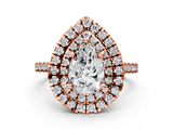 Rose gold Double Halo Pear Diamond Pave Band with Four-Prong Setting_59