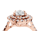 Rose gold Double Halo Pear Diamond Pave Band with Four-Prong Setting_63