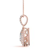 Rose gold Double Halo Pear Diamond Pendant with Pavé Setting 2