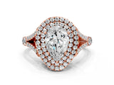 Rose gold Double Halo Pear-Shaped Split Shank Diamond Ring with Prong Setting_31