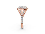 Rose gold Double Halo Pear-Shaped Split Shank Diamond Ring with Prong Setting_33