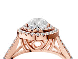 Rose gold Double Halo Pear-Shaped Split Shank Diamond Ring with Prong Setting_35