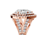 Rose gold Double Halo Pear-Shaped Split Shank Diamond Ring with Prong Setting_36