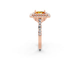 Rose gold Double Halo Princess Cut Citrine Pavé Band with Four-Prong Setting_2