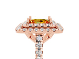 Rose gold Double Halo Princess Cut Citrine Pavé Band with Four-Prong Setting_5