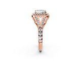 Rose gold Double Halo Princess Cut Diamond Split Shank Engagement Ring with Four-Prong Setting_5