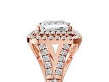 Rose gold Double Halo Princess Cut Diamond Split Shank Engagement Ring with Four-Prong Setting_8