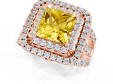 Rose gold Double Halo Princess Cut Diamond Split Shank Pave Set Ring_1