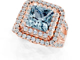 Rose gold Double Halo Princess Cut Diamond Split Shank Pave Set Ring_1