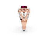 Rose gold Double Halo Princess Cut Diamond Split Shank Pave Set Ring_2