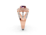 Rose gold Double Halo Princess Cut Diamond Split Shank Pave Set Ring_2