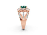 Rose gold Double Halo Princess Cut Diamond Split Shank Pave Set Ring_2