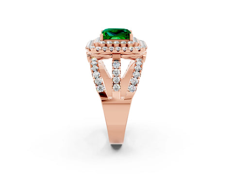 Rose gold Double Halo Princess Cut Diamond Split Shank Pave Set Ring_2