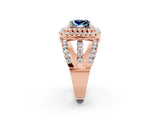 Rose gold Double Halo Princess Cut Diamond Split Shank Pave Set Ring_2