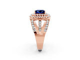 Rose gold Double Halo Princess Cut Diamond Split Shank Pave Set Ring_2