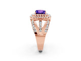 Rose gold Double Halo Princess Cut Diamond Split Shank Pave Set Ring_2