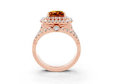 Rose gold Double Halo Princess Cut Diamond Split Shank Pave Set Ring_3