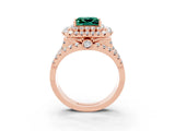 Rose gold Double Halo Princess Cut Diamond Split Shank Pave Set Ring_3