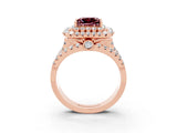 Rose gold Double Halo Princess Cut Diamond Split Shank Pave Set Ring_3