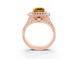 Rose gold Double Halo Princess Cut Diamond Split Shank Pave Set Ring_3