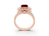 Rose gold Double Halo Princess Cut Diamond Split Shank Pave Set Ring_3
