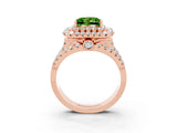 Rose gold Double Halo Princess Cut Diamond Split Shank Pave Set Ring_3