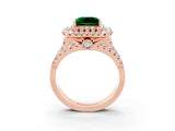 Rose gold Double Halo Princess Cut Diamond Split Shank Pave Set Ring_3