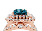 Rose gold Double Halo Princess Cut Diamond Split Shank Pave Set Ring_4