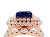 Rose gold Double Halo Princess Cut Diamond Split Shank Pave Set Ring_4