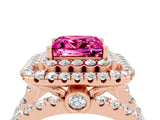 Rose gold Double Halo Princess Cut Diamond Split Shank Pave Set Ring_4