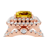 Rose gold Double Halo Princess Cut Diamond Split Shank Pave Set Ring_4