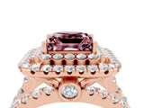 Rose gold Double Halo Princess Cut Diamond Split Shank Pave Set Ring_4