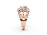 Rose gold Double Halo Princess Cut Diamond Split Shank Pave Set Ring_5