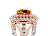 Rose gold Double Halo Princess Cut Diamond Split Shank Pave Set Ring_5