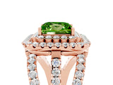 Rose gold Double Halo Princess Cut Diamond Split Shank Pave Set Ring_5