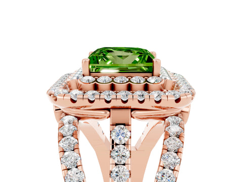 Rose gold Double Halo Princess Cut Diamond Split Shank Pave Set Ring_5
