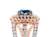 Rose gold Double Halo Princess Cut Diamond Split Shank Pave Set Ring_5