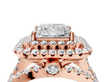 Rose gold Double Halo Princess Cut Diamond Split Shank Pave Set Ring_7