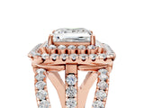 Rose gold Double Halo Princess Cut Diamond Split Shank Pave Set Ring_8