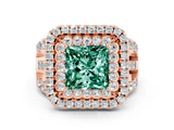 Rose gold Double Halo Princess Cut Diamond Split Shank Pave Set Ring